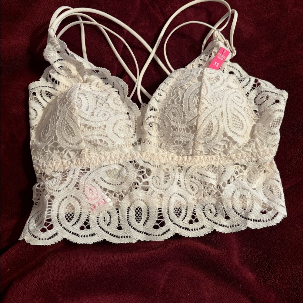 Victoria Secret Pink Lace Bralette - White and Size XS
